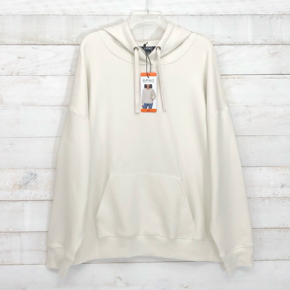 Buffalo David Bitton Fleece Lined Hoodie • Sz XXL • Cream/Chalk • NWT